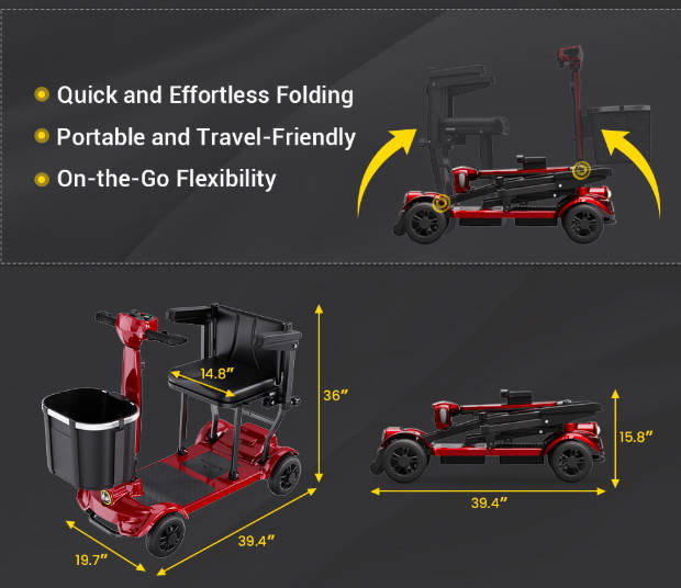 Electric Mobility Scooter for Elderly Disabled Adults 250W Powerful Motor 2