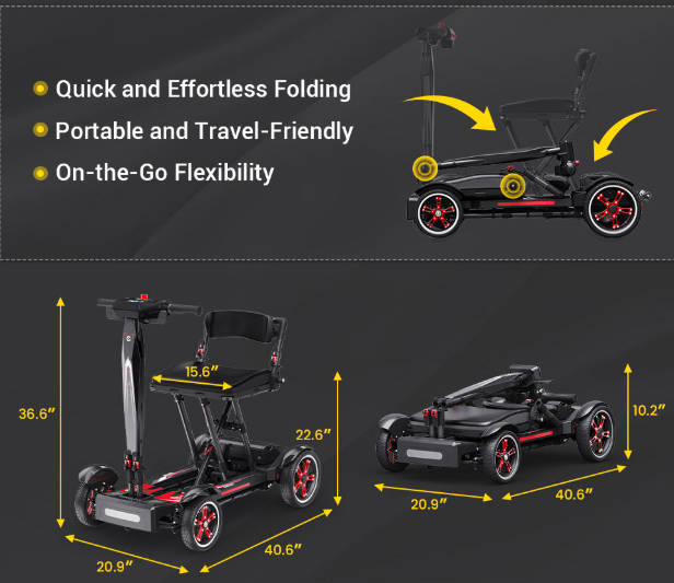 Lightweight 4 Wheel Foldable Electric Scooter for Elderly Adults Outdoor Travel Mobility Scooter 2