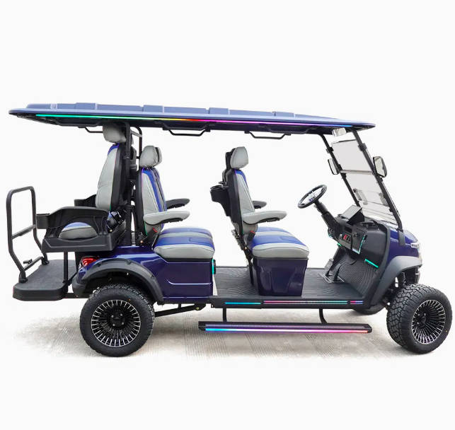 Durable Four Wheel 6 Passenger Golf Cart Golf Buggy with LED Ambient Lights 3