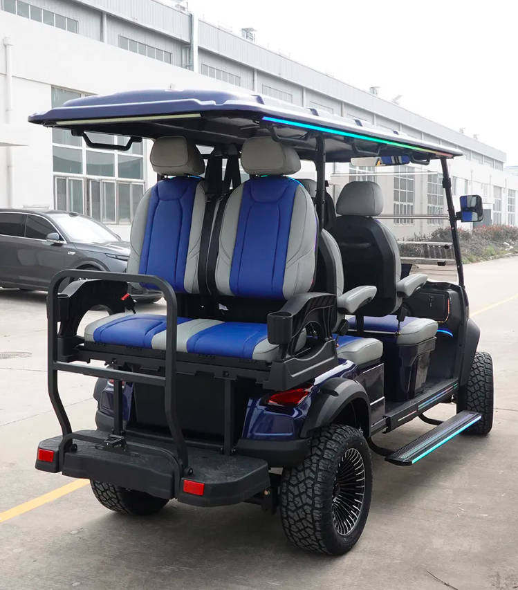 Durable Four Wheel 6 Passenger Golf Cart Golf Buggy with LED Ambient Lights 4