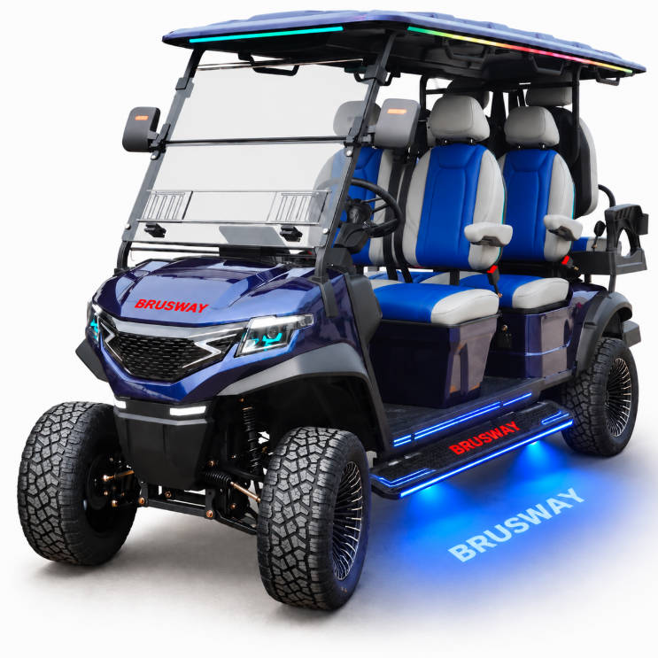 Durable Four Wheel 6 Passenger Golf Cart Golf Buggy with LED Ambient Lights 8
